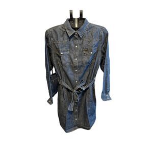 Wrangler Western Style Denim Shirt Dress NWT Size M Long Sleeve Women’s Dress